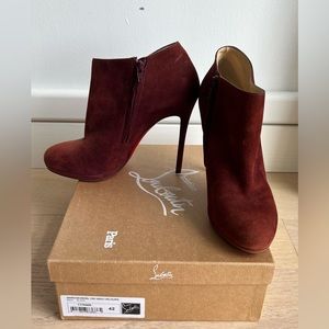CHRISTIAN LOUBOUTIN Bella Top Red Suede Heels Booties